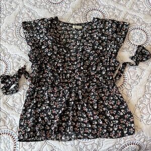 Max Studio Black Floral Blouse